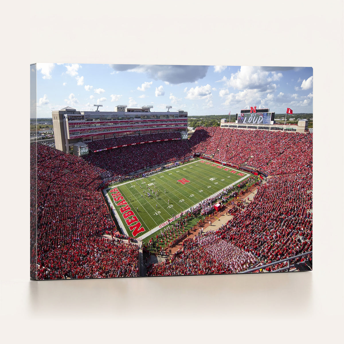 84975-MGV-CV-36X24 - University of Nebraska Cornhuskers Football Team Print - Lincoln Memorial Stadium Wall Art Canvas