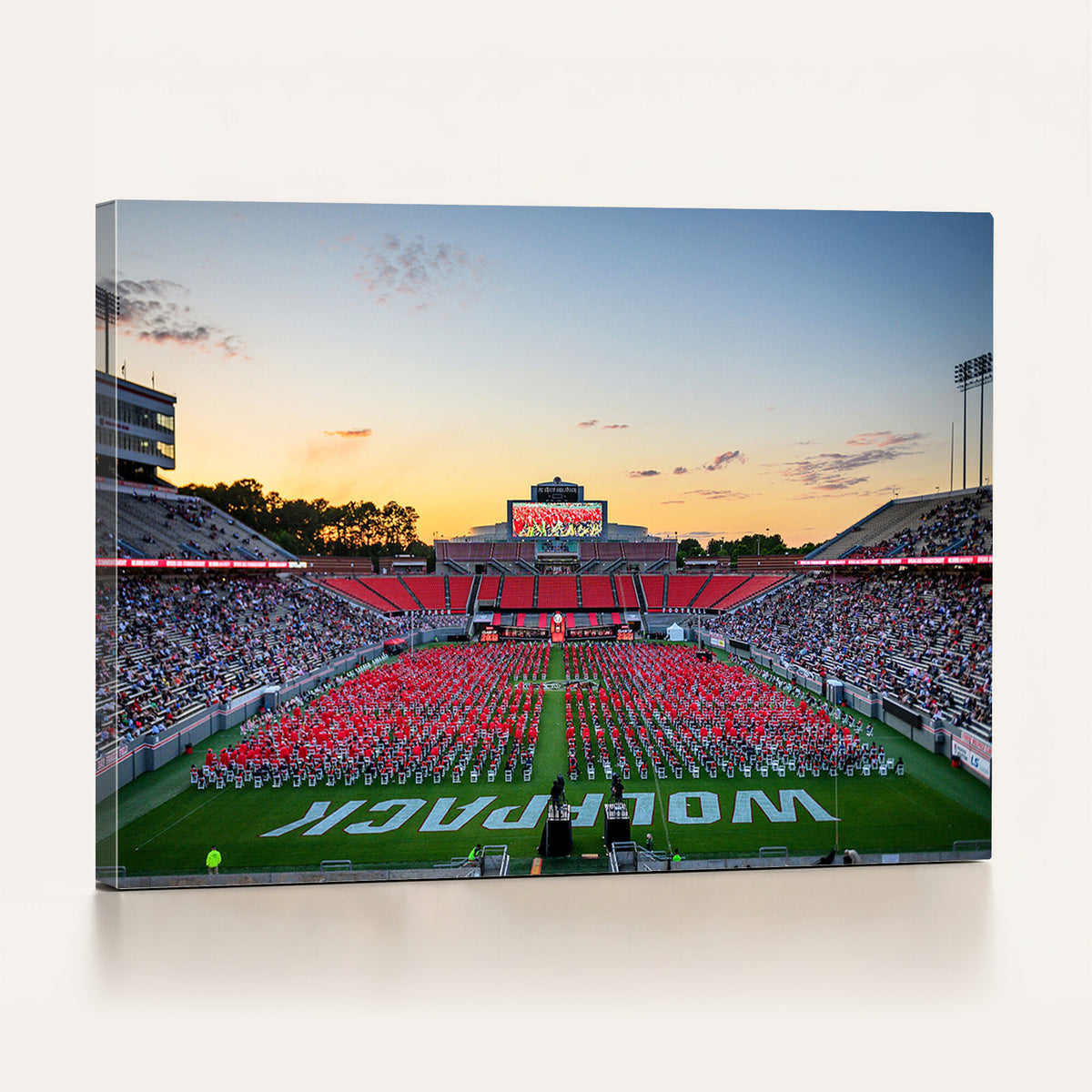 35266-MGV-CV-36X24 - NC State Wolfpack Football Team Print Wall Art - Raleigh Carter-Finley Stadium Wall Art Canvas Print