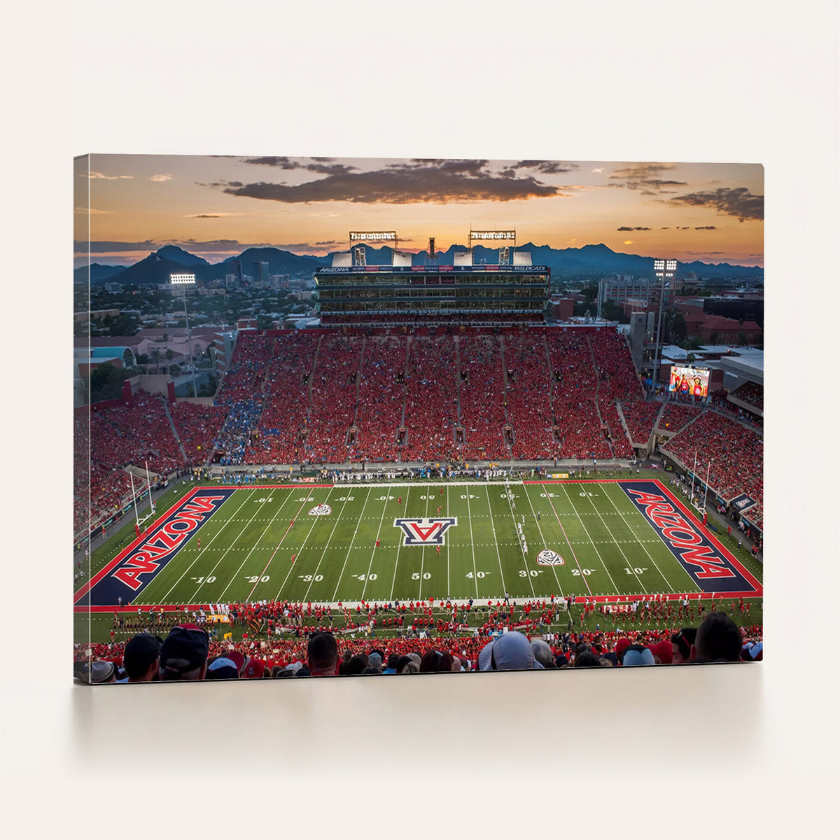 99722-MGV-CV-36X24 - Framed Arizona Wildcats Football Team Print - Tucson Arizona Stadium Wall Art Canvas Print