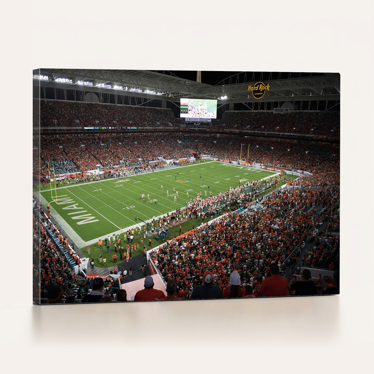 33698-PAN-FL-20X10 - Miami Hurricanes Football Team Print Canvas- Miami Hard Rock Stadium Wall Art Canvas Print