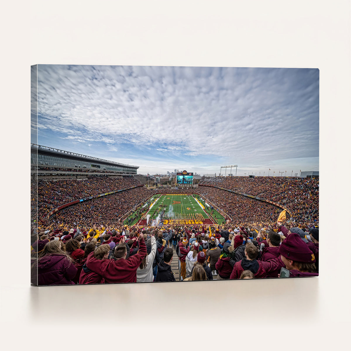 38459-PAN-FL-20X10 - University of Minnesota Golden Gophers Football Team Print - Minneapolis Huntington Bank Stadium Art