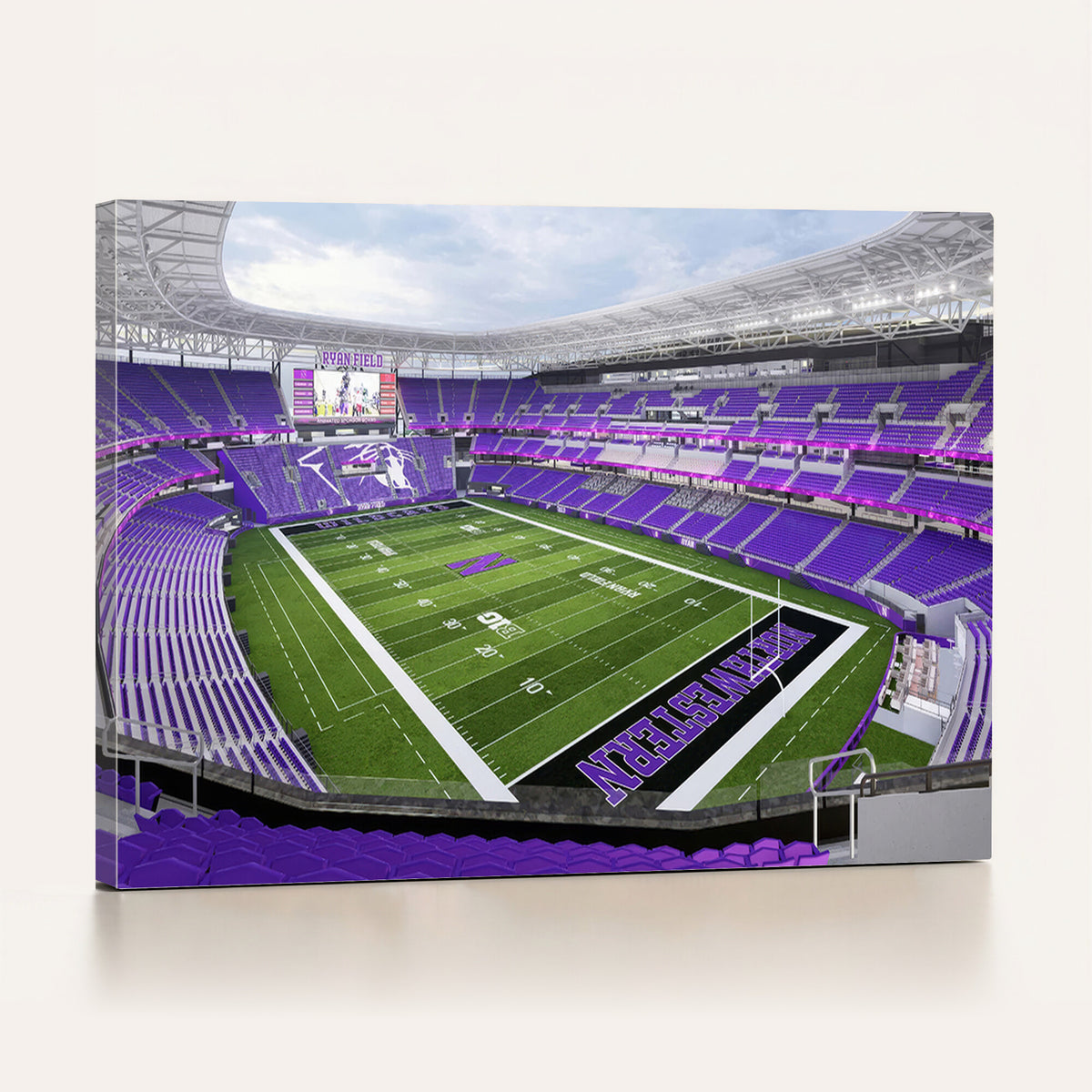 49190-MGV-CV-36X24 - Northwestern University Wildcats Football Team Print - Evanston Ryan Field Wall Art Canvas Print