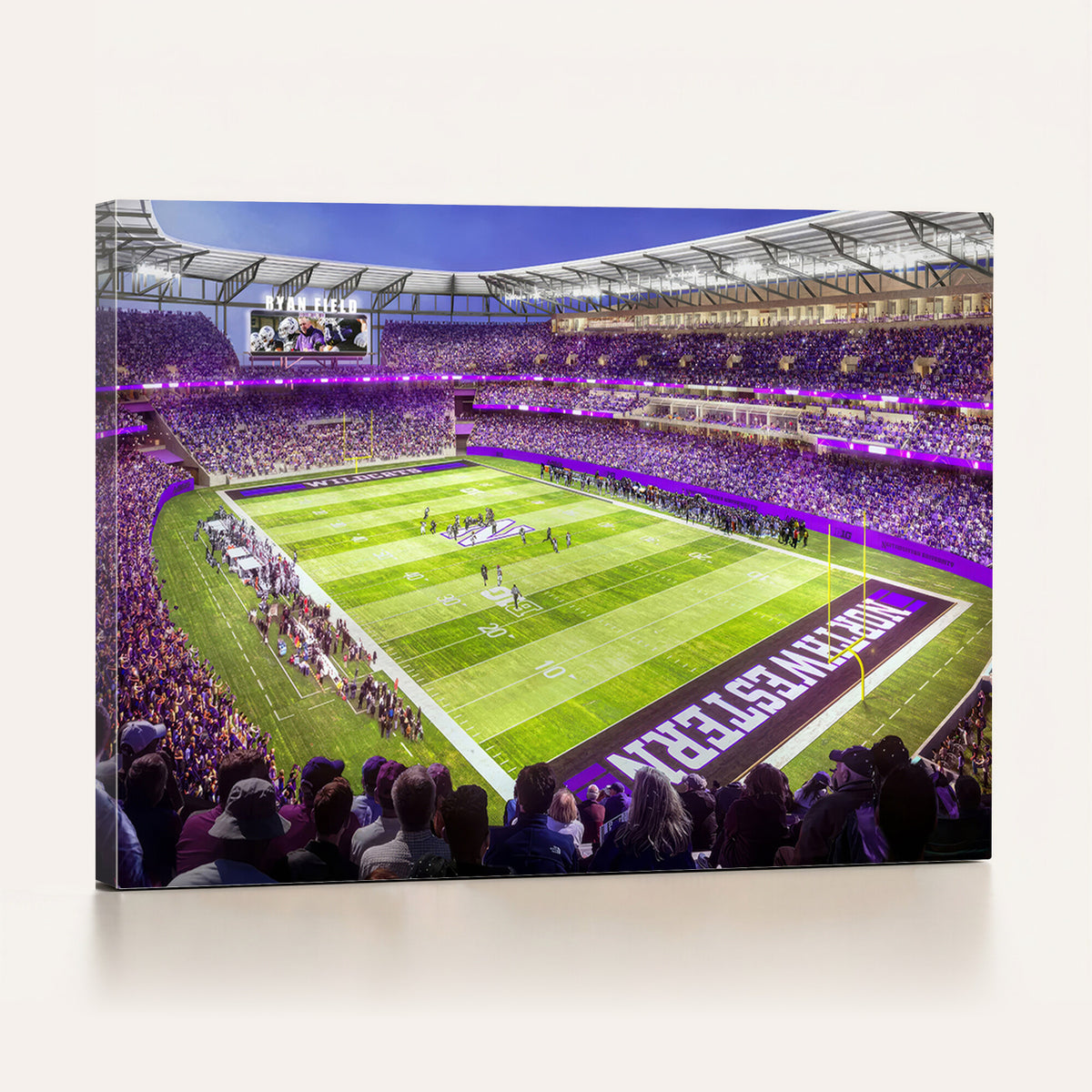 81245-MGV-CV-36X24 - Northwestern University Wildcats Football Team Print - Evanston Ryan Field Wall Art Canvas Print
