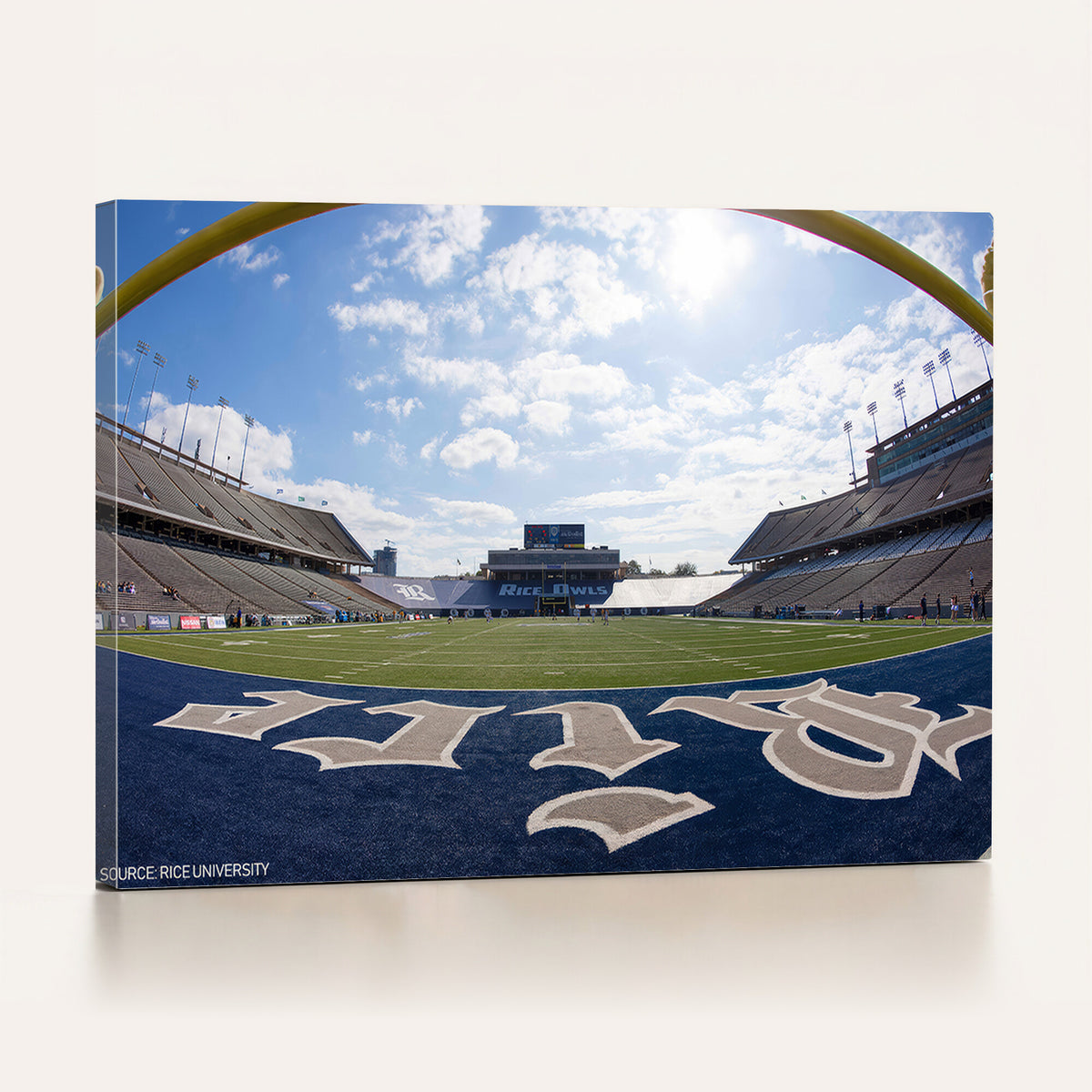 50267-MGV-CV-36X24 - Rice University Owls Football Team Print, Houston Rice Stadium, Framed and Ready to Hang