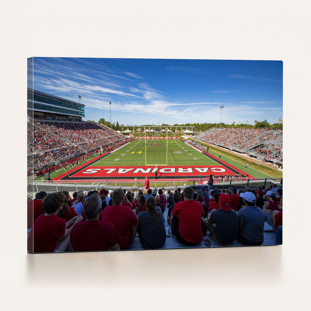 71475-PAN-FL-20X10 - Ball State Cardinals Football Team Print - Muncie Scheumann Stadium Wall Art Canvas Print