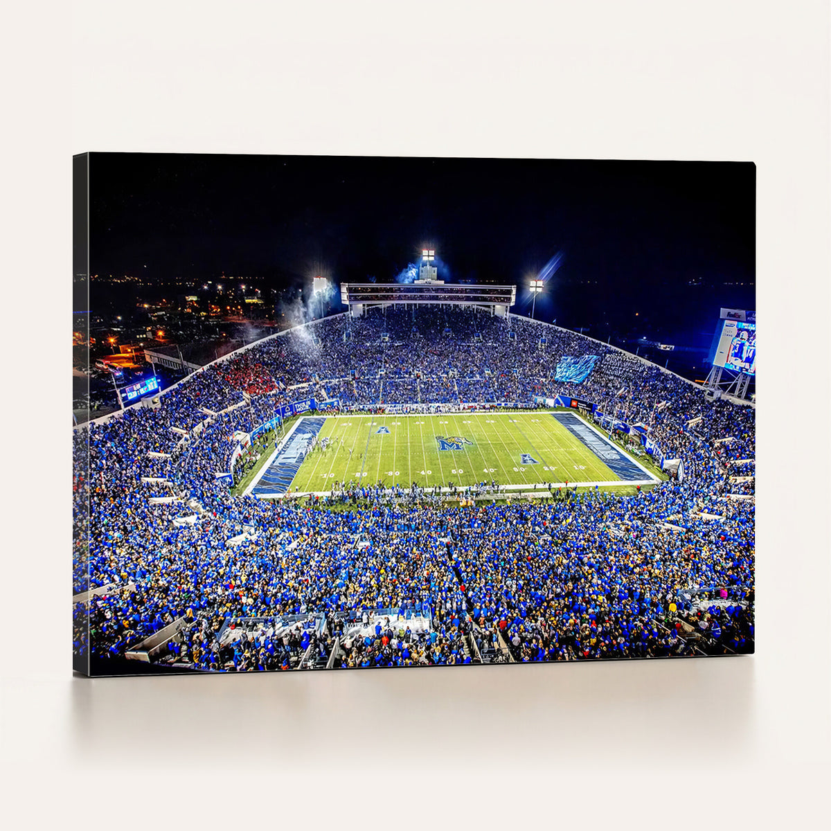 11665-PAN-FL-20X10 - University of Memphis Tigers Football Team Print - Memphis Simmons Bank Liberty Stadium Wall Art