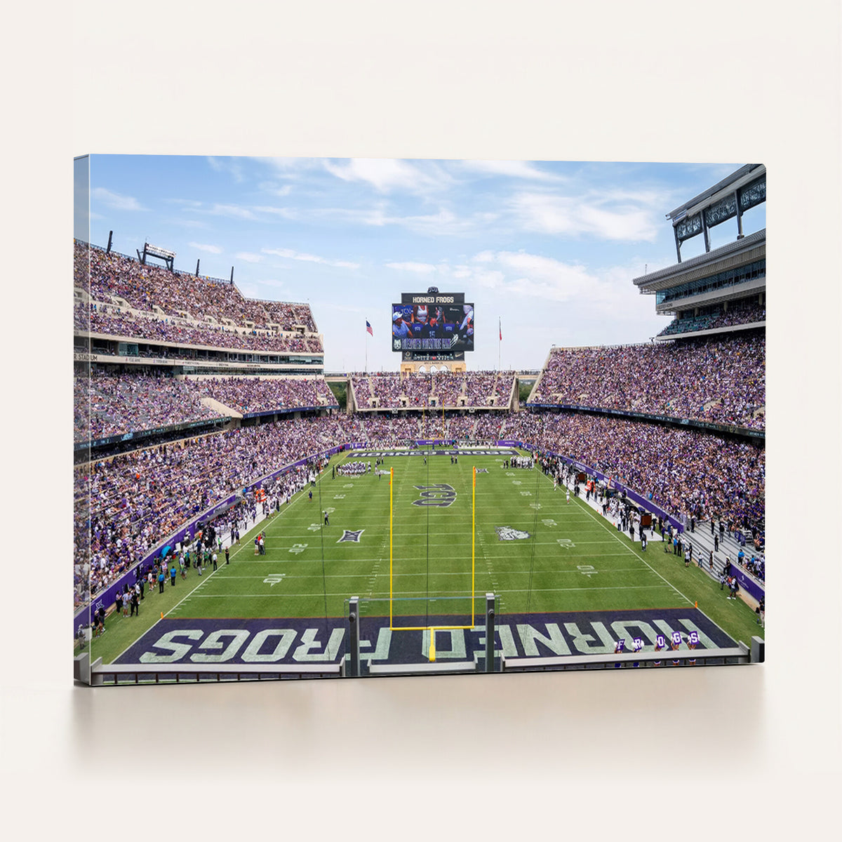 27650-PAN-FL-20X10 - TCU Horned Frogs Football Team Print - Fort Worth Amon G. Carter Stadium Wall Art Canvas Print
