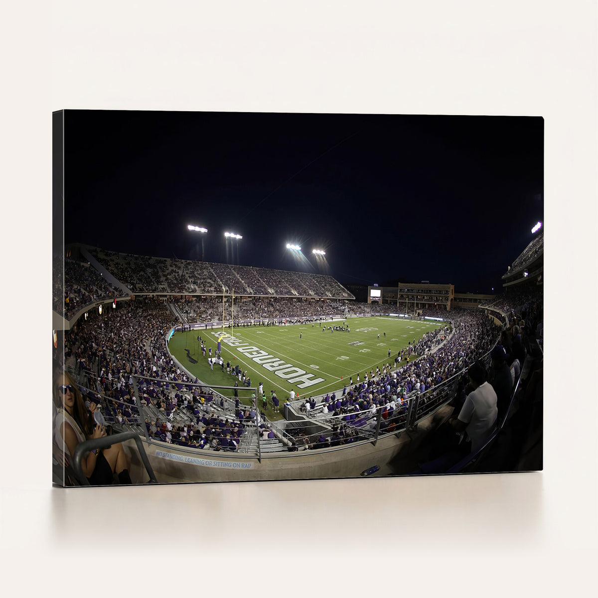 59222-PAN-FL-20X10 - TCU Horned Frogs Football Team Print - Fort Worth Amon G. Carter Stadium Wall Art Canvas Print.