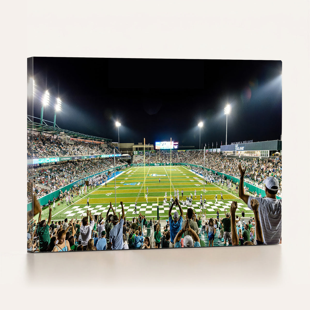 56448-MGV-CV-36X24 - The Tulane University Green Wave Football Team Print, New Orleans Yulman Stadium