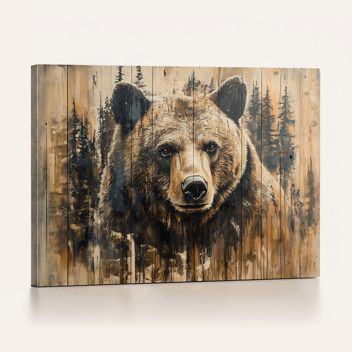 41362-MGV-CV-24X16 - Majestic Grizzly 399 Bear Wall Art | 3 Panel Rustic Canvas Print for Cabin Decor