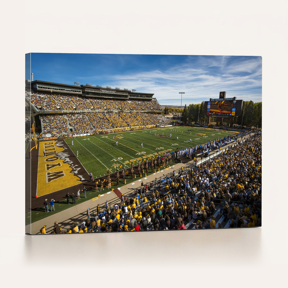 89846-MGV-CV-36X24 - University of Wyoming Cowboys Football Team Print, Laramie, Man Cave Wall Decor