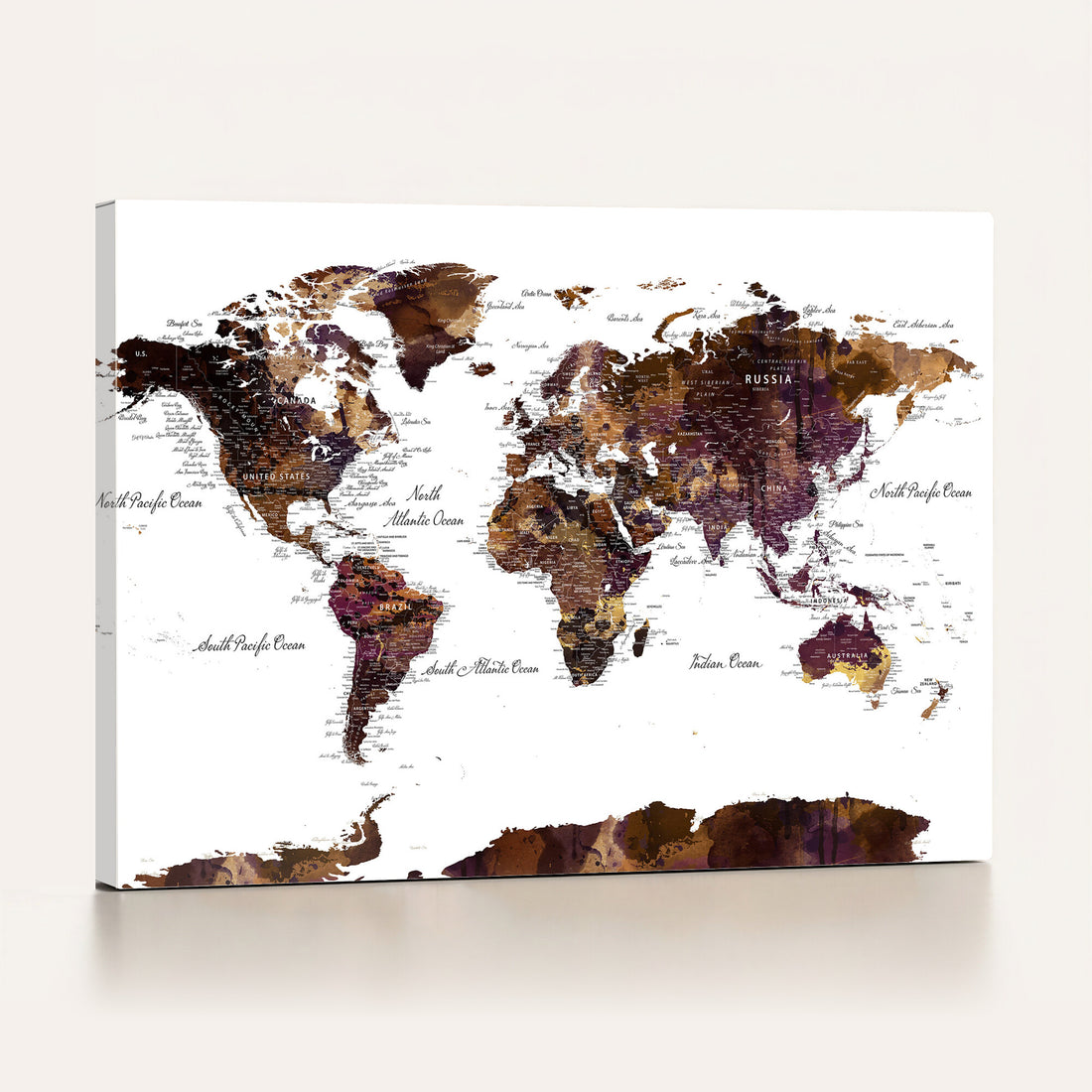 World Map Canvas Print | Detailed Map of the World Wall Art
