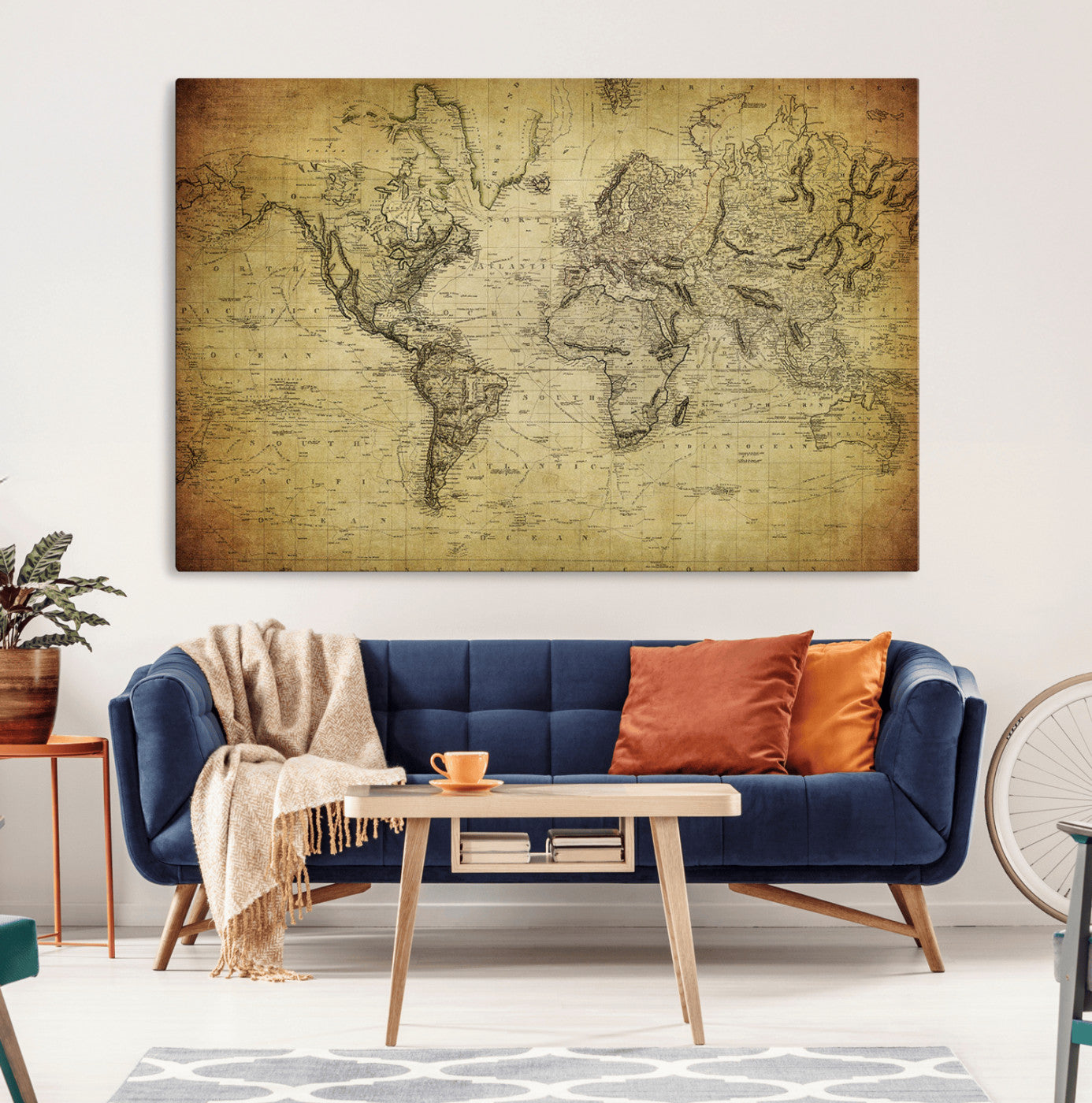 MGV-CV-36X24 - Push Pin World Map Canvas Print – Framed Wall Art for Couples to Track Their Travels – Anniversary