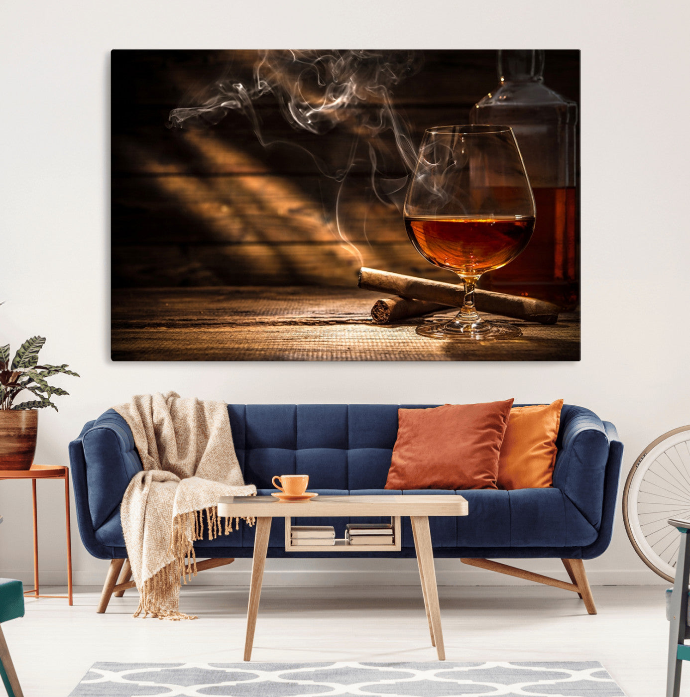MGV-CV-36X24 - Whiskey and Cigar Wall Art Canvas Print
