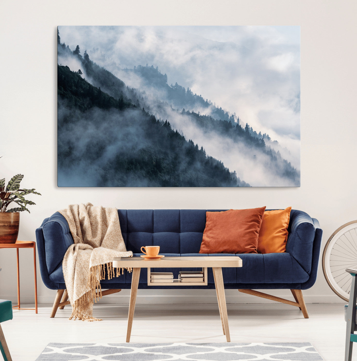 -Foggy Forest Wall Art Canvas Print – Misty Mountain Landscape Decor – Ready to Hang Nature-Inspired