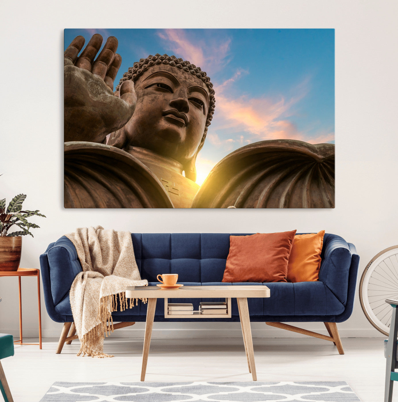 94703-MGV-CV-36X24-Buddha Statue and Daylight Wall Art, Buddha Statue Wall Art Canvas Print