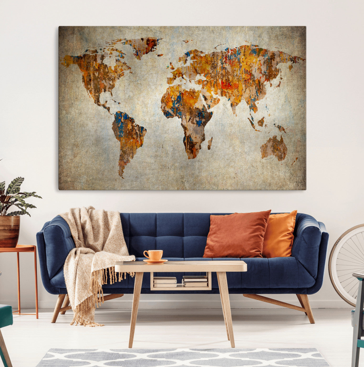 MGV-CV-36X24 - Push Pin World Map Canvas Print – Framed Wall Art for Couples to Track Their Travels – Anniversary