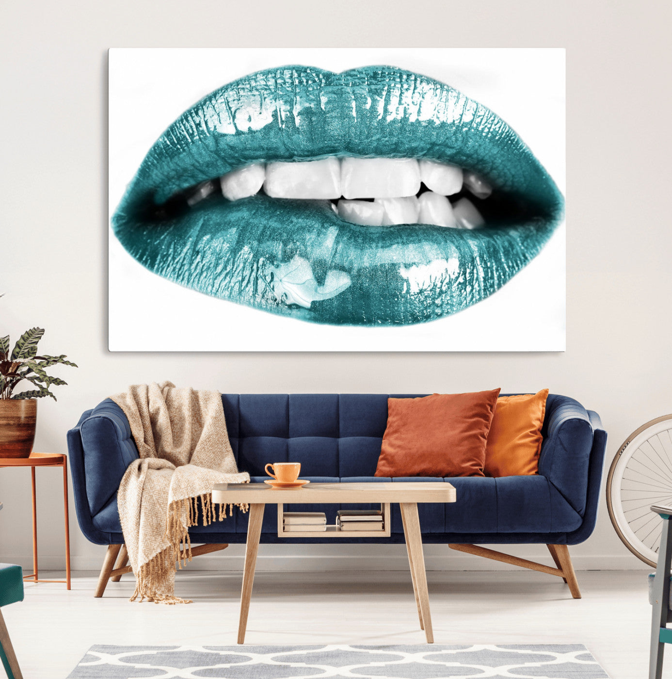 MGV-CV-36X24 - Blue Lips Wall Art Canvas Print