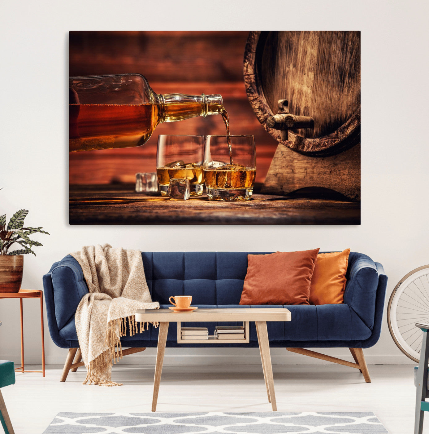 21266-MGV-CV-36X24-Whiskey and Cigar Canvas Wall Art | 3 Panel Bar Room Decor for Home Lounge, Office, or Man Cave |