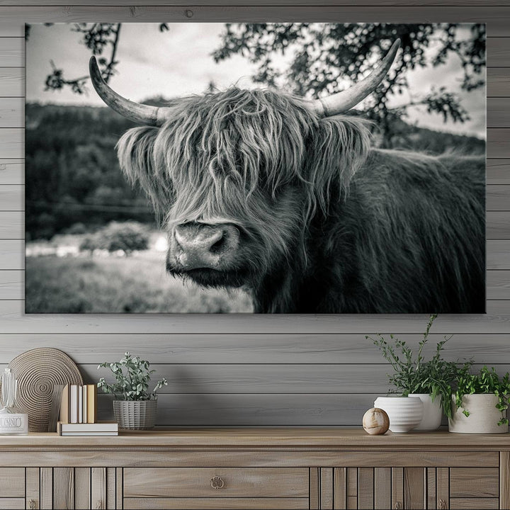 The Highland Cow Wall Art Canvas Print is displayed.