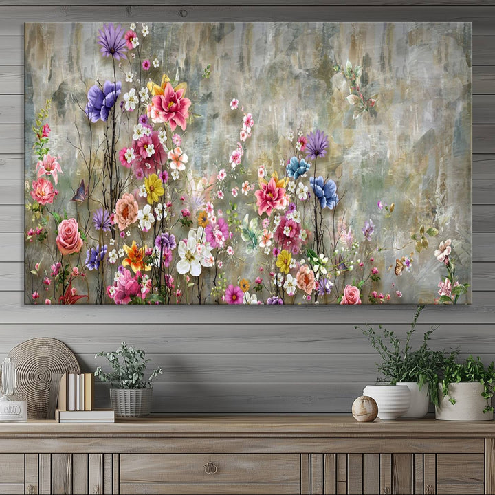 The Cozy Flowers Painting on Canvas features UV protection to ensure lasting vibrancy.