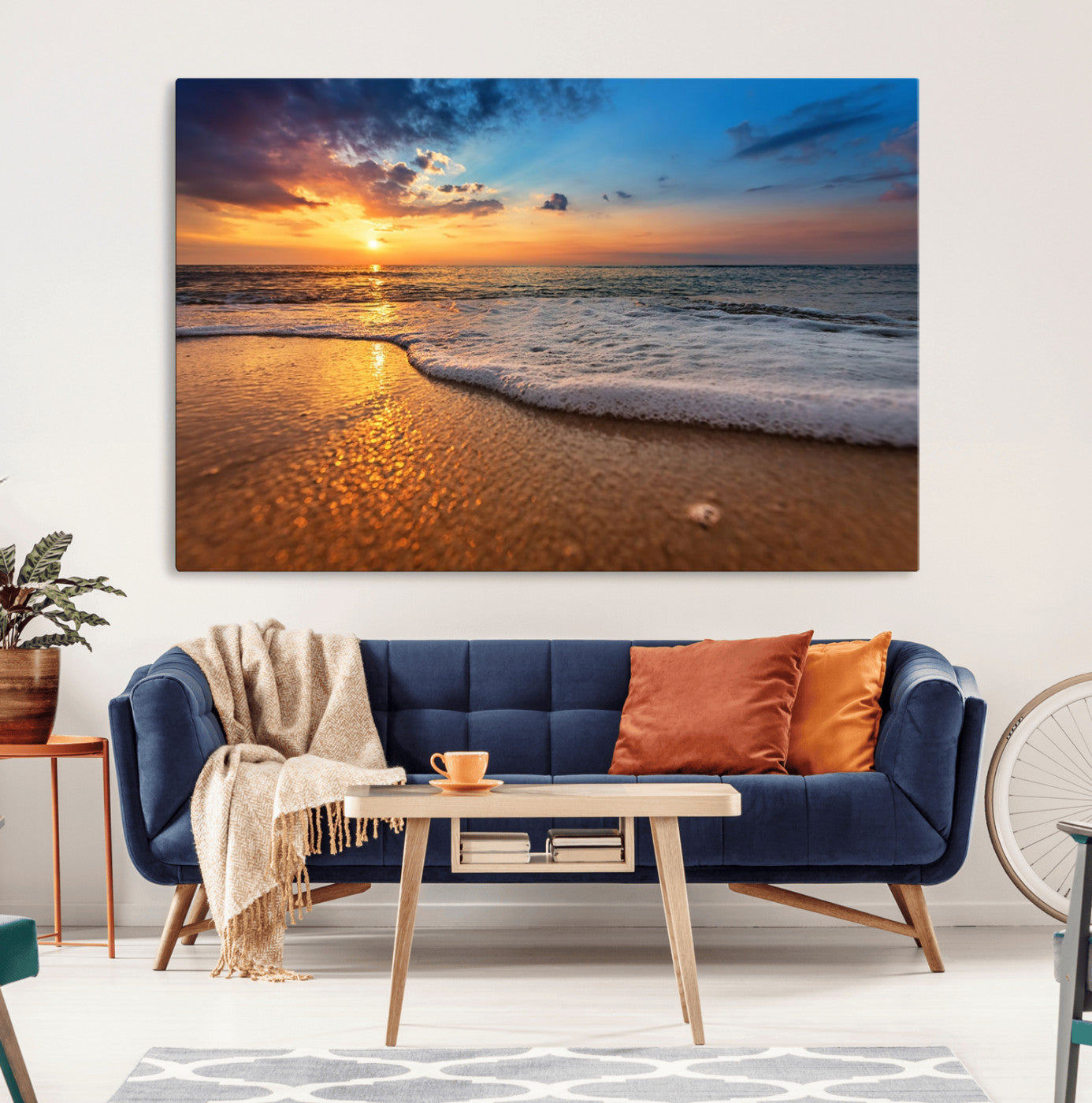 MGV-CV-36X24 - Sunset and Beach at Night Wall Art Canvas Print