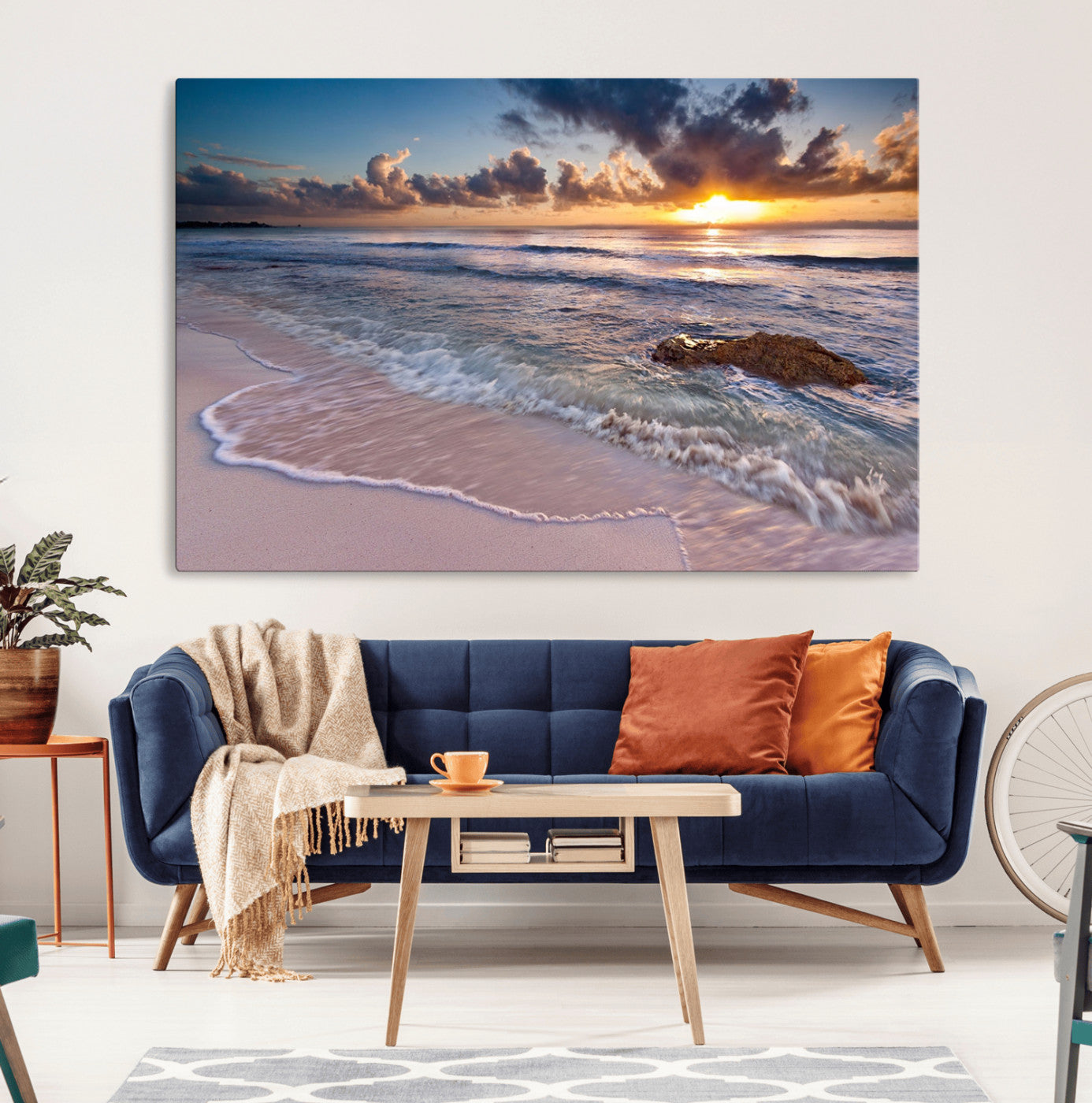 MGV-CV-36X24 - Sea Ocean Sunset Beach Wall Art Canvas Print