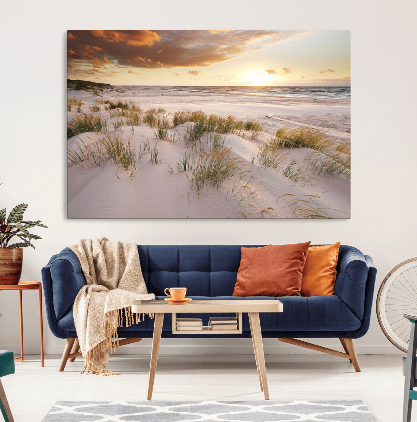 MGV-CV-36X24 - Flight Over Coastal Beach Landscape, Flight Over Coastal Beach Print Canvas Wall Art