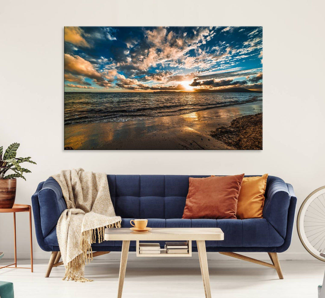 Beach Wall Art - Ocean Sunset Canvas.