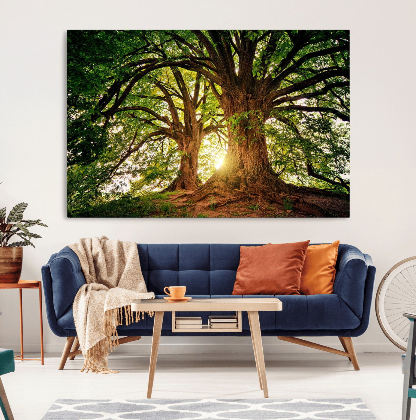 52150-MGV-CV-36X24-Majestic Ancient Tree Wall Art, NatureCanvas Print, Woodland Art, Tree of Life Artwork, Sunlit