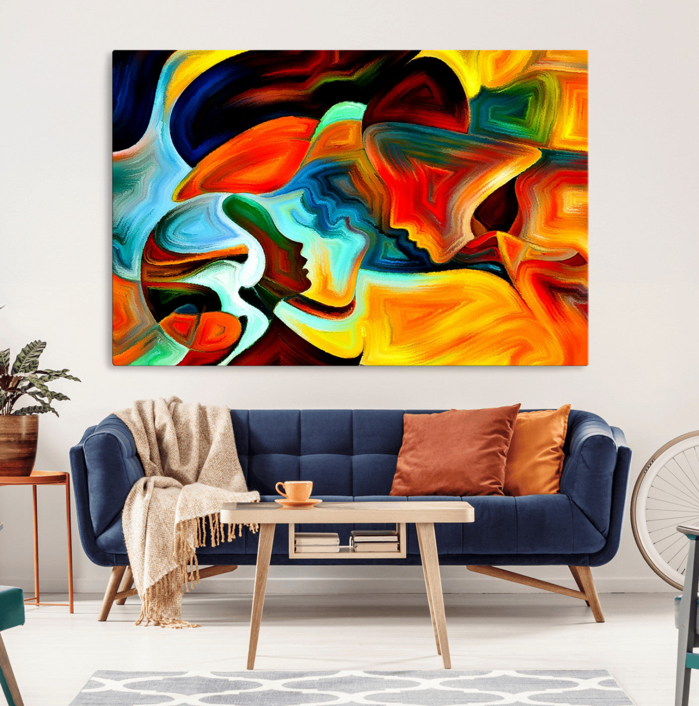70242-MGV-CV-36X24-Human Love Figures Abstract Wall Art Canvas Print