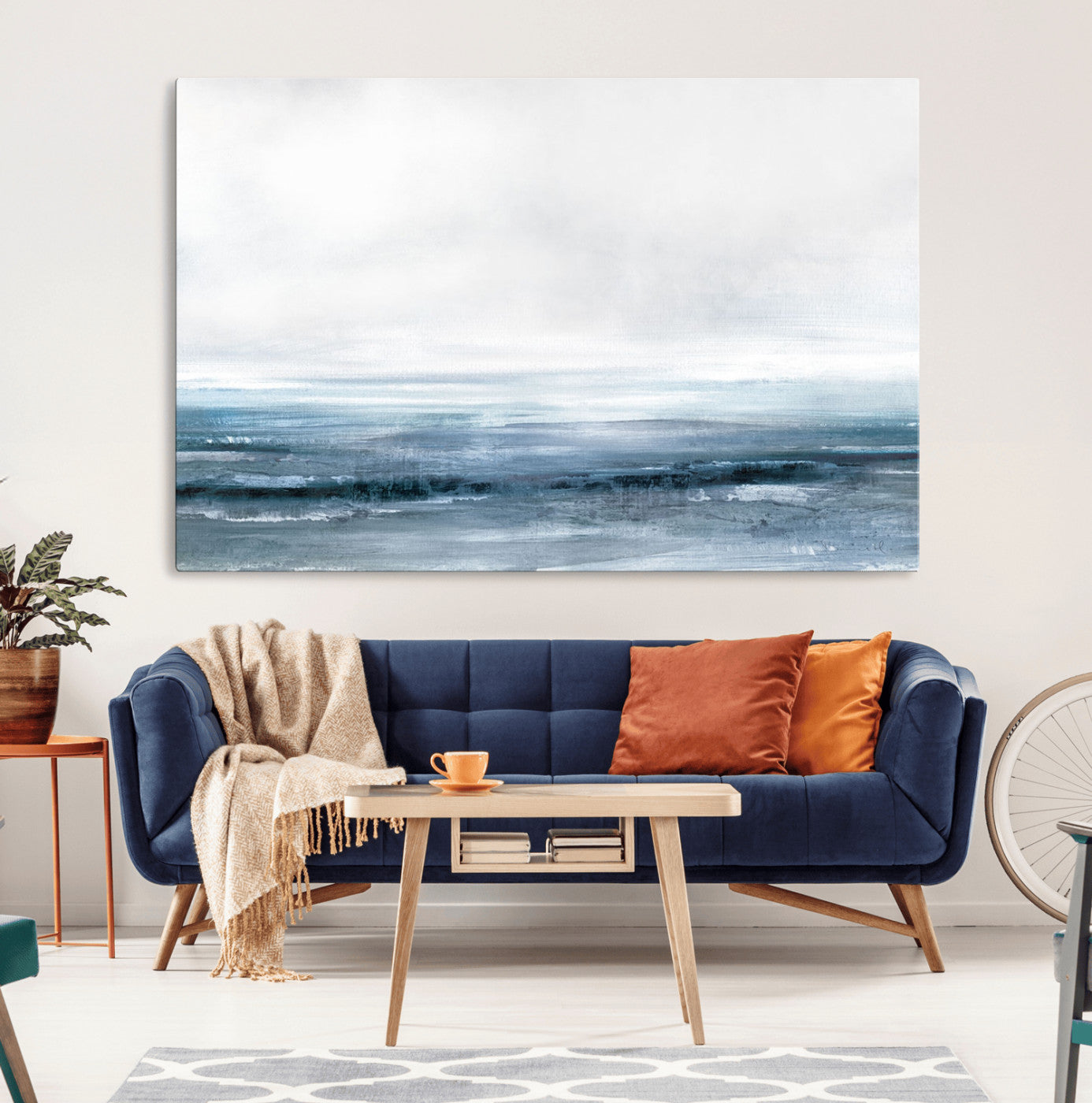 65702-MGV-CV-36X24-Blue Ocean Abstract Artwork Wall Art Canvas Print
