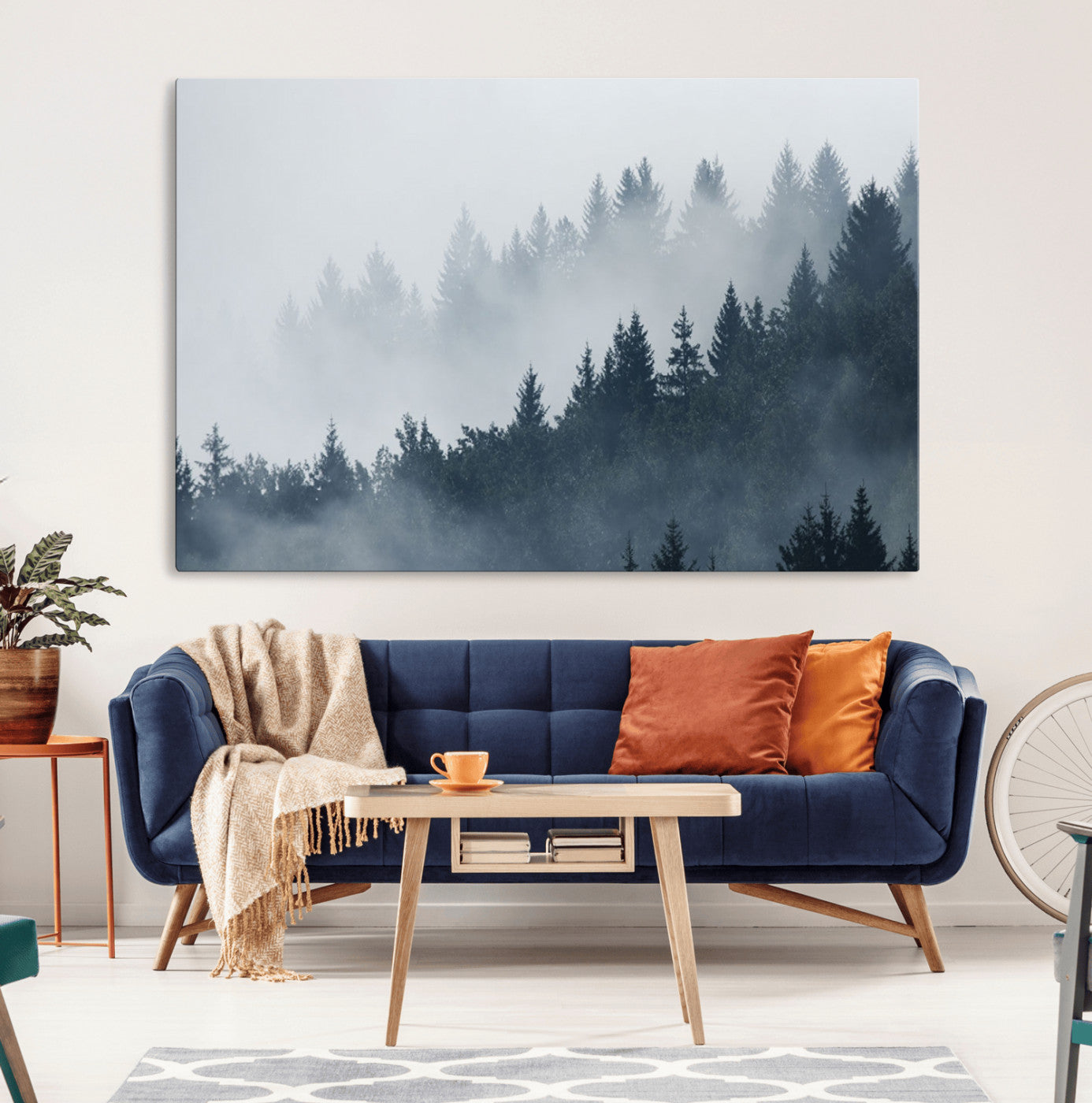 23671-MGV-CV-36X24-Foggy Pine Forest Wall Art Canvas Print