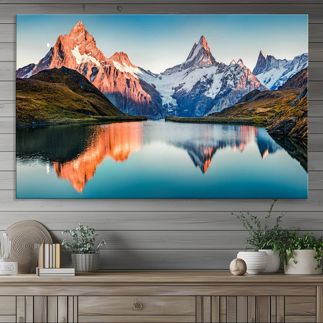 Landscape Mountain and Lake View Wall Art Canvas Print.