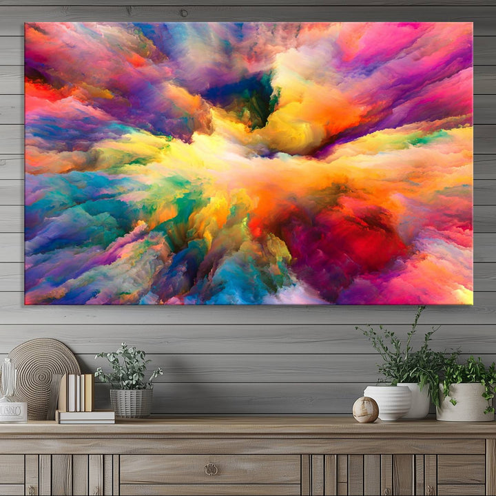 Blazing Vibrant Colors Cloud-like Wall Art Canvas Print adds flair to the space.