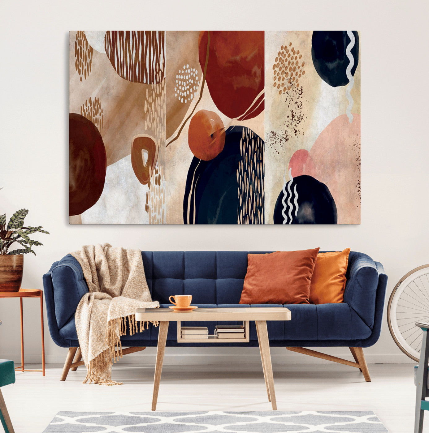 MGV-CV-36X24 - Boho Wall Art Canvas Print Set Mid-Century Prints Bohemian Wall Artwork Prints Boho Neutral