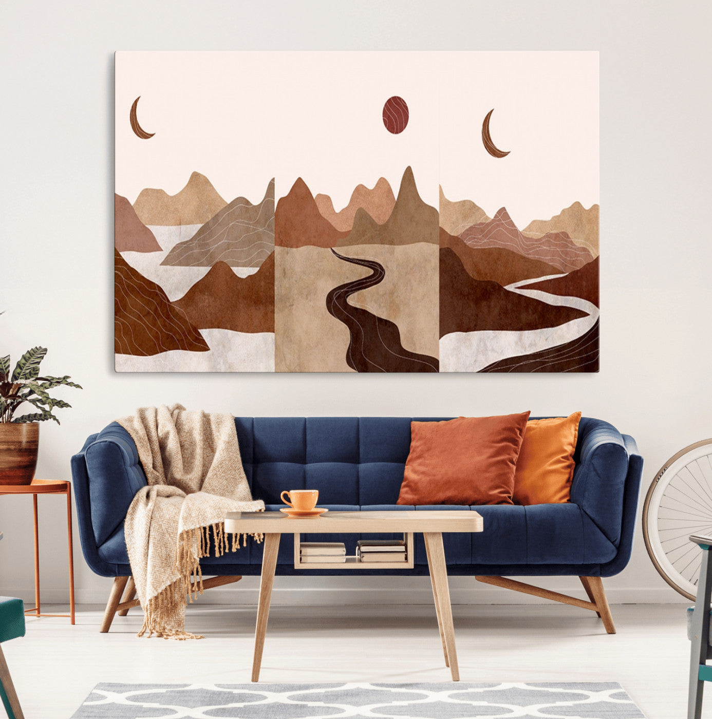 MGV-CV-36X24 - Boho Wall Art Canvas Print Set Mid-Century Prints Bohemian Wall Artwork Prints Boho Neutral