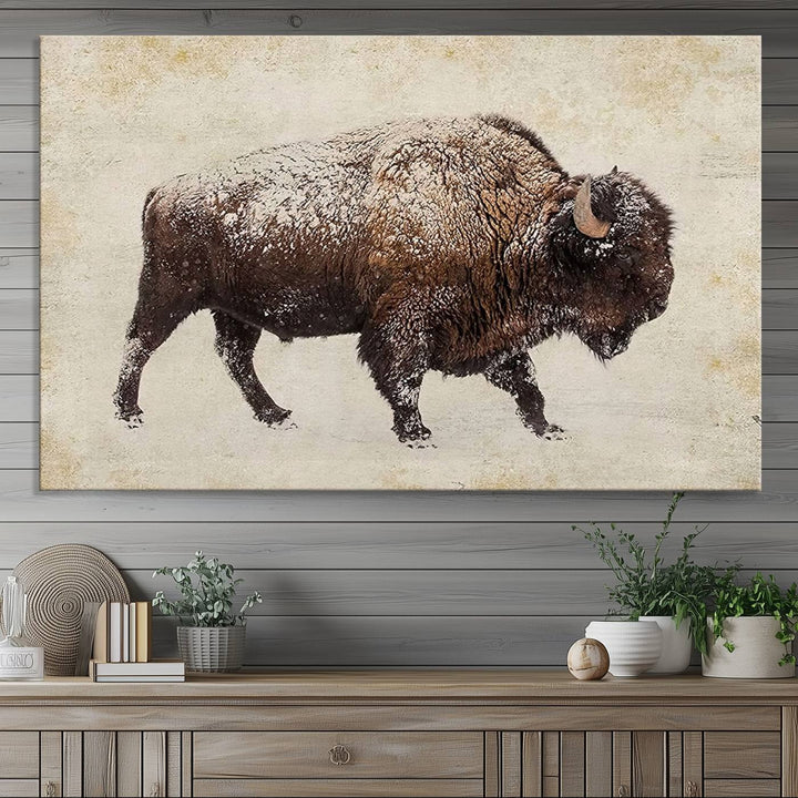 Buffalo Wall Art above a sideboard.