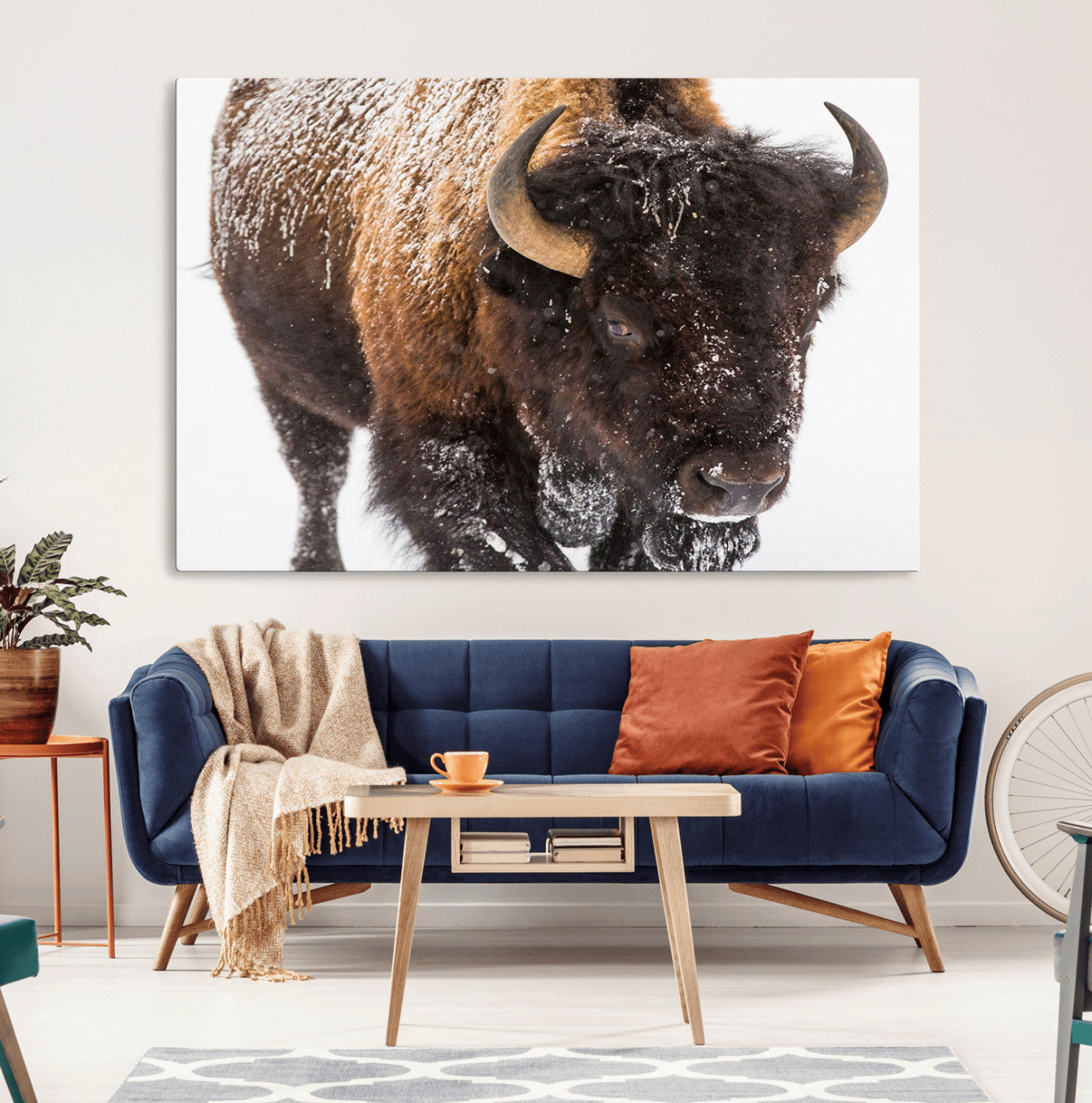 65605-MGV-CV-36X24-Bison Wall Art Canvas Print For Farmhouse, Wild Animal Wall Art, Framed Wild Bison Wall Art