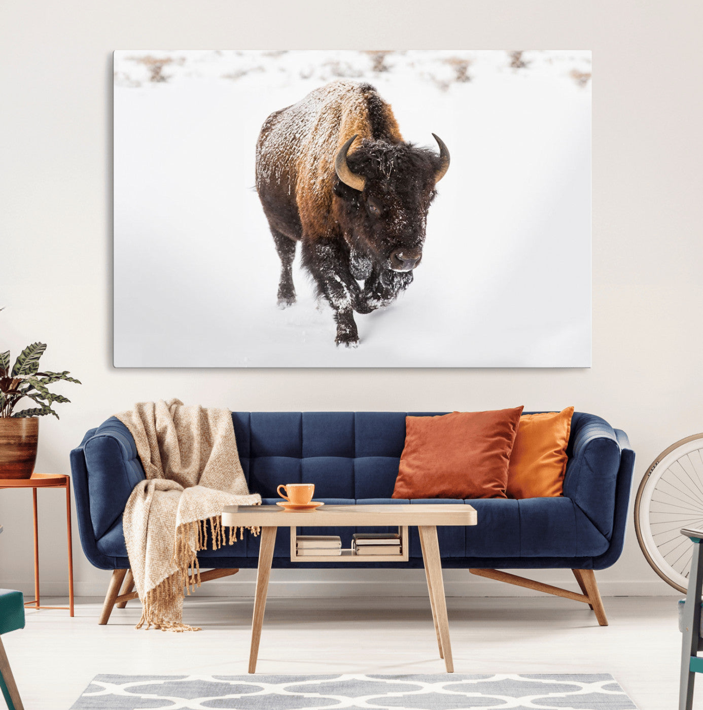19889-MGV-CV-36X24-Bison Winter Wall Art Canvas Print For Farmhouse Decor