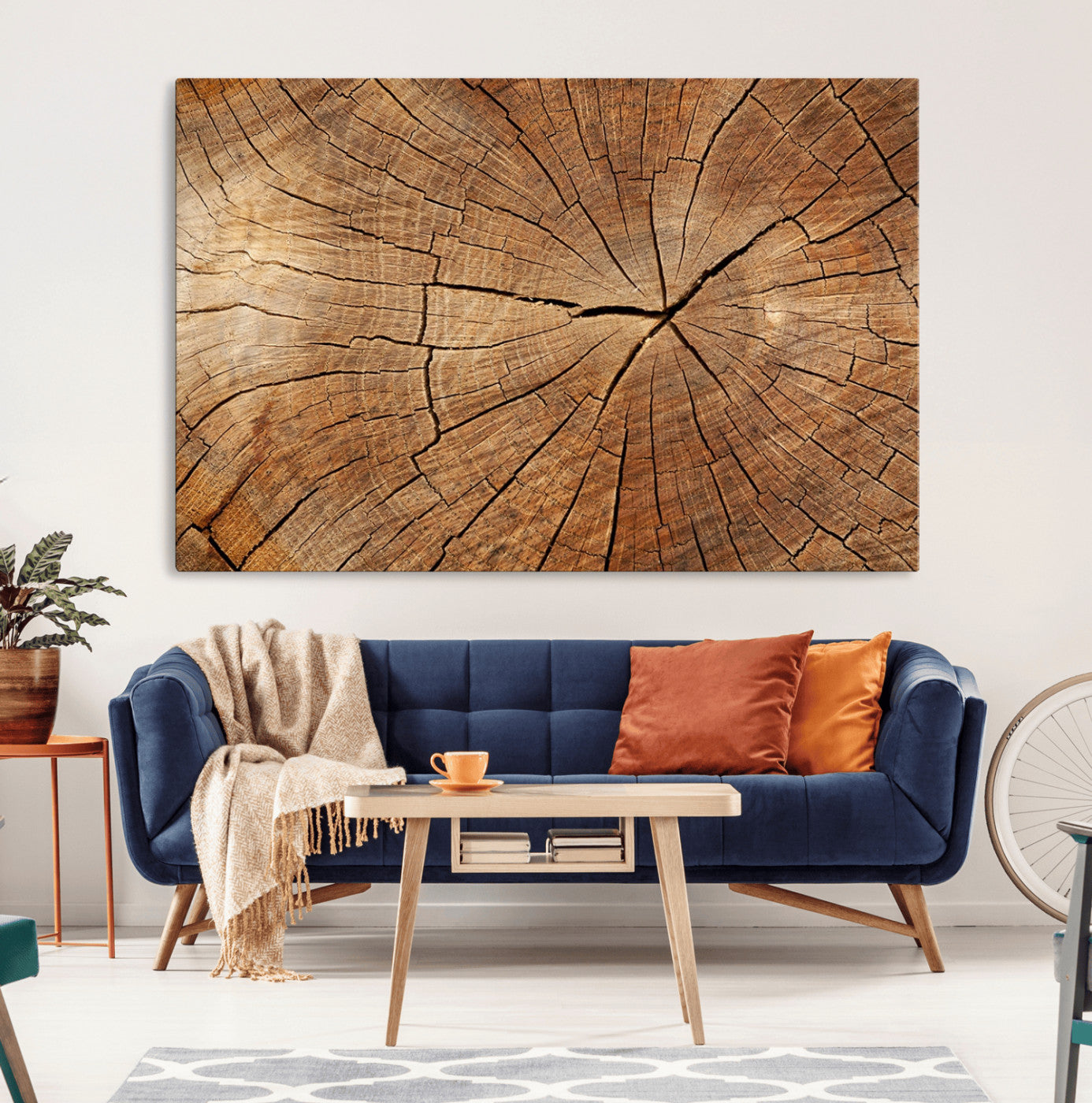 MGV-CV-36X24 - Tree Ring Canvas Art, Rustic Wood Grain Wall Art, Tree Slice Decor for Modern Homes, Giclee