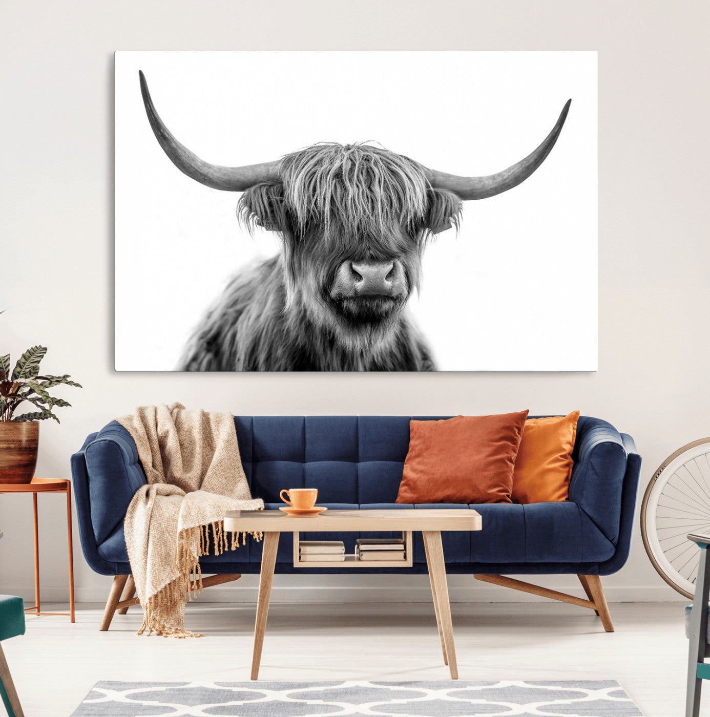 75503-MGV-CV-36X24-Scottish Highland Cow Cattle Art Print Wall Art Canvas Print for Farmhouse Decor, Framed Scottish