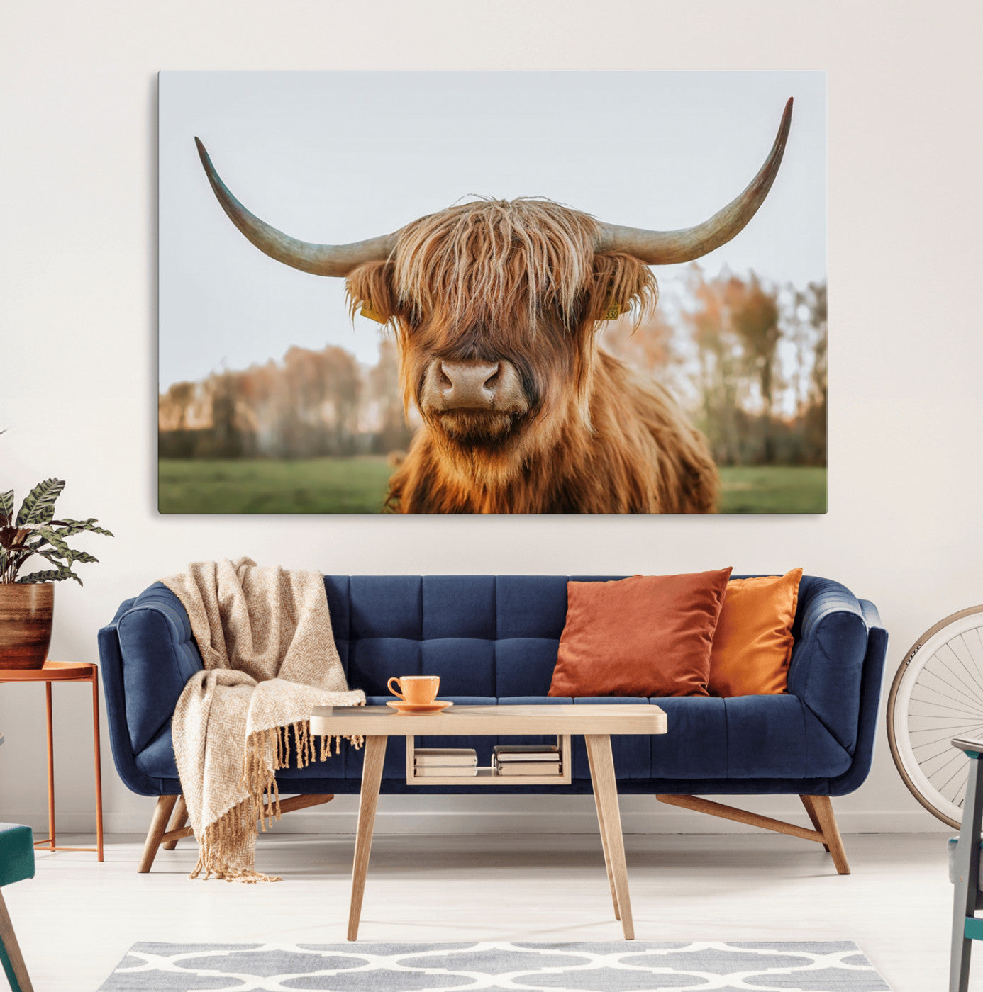 41121-MGV-CV-36X24-Highland Cow Animal Scottish Cattle Art Print Farmhouse Wall Art Canvas Print
