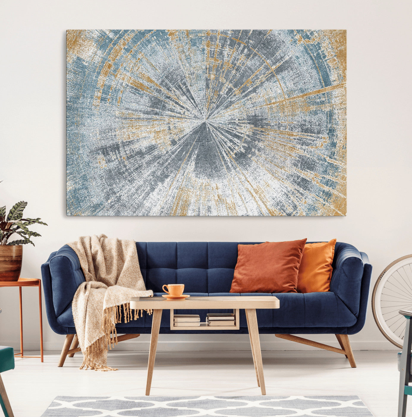 MGV-CV-36X24 - Radiant Abstract Wood Rings Canvas Art – Modern Triptych Wall Decor for Living Room or Farmhouse Decor
