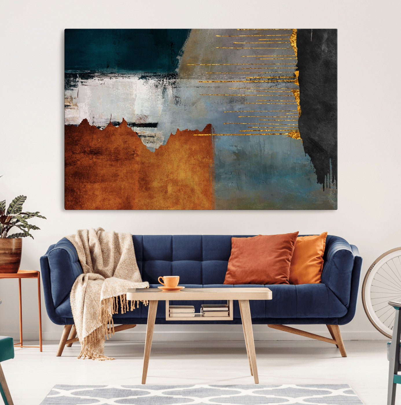 MGV-CV-36X24 - Modern Abstract Canvas Art Canvas Print - Framed and Ready to Hang Artwork for Contemporary Living