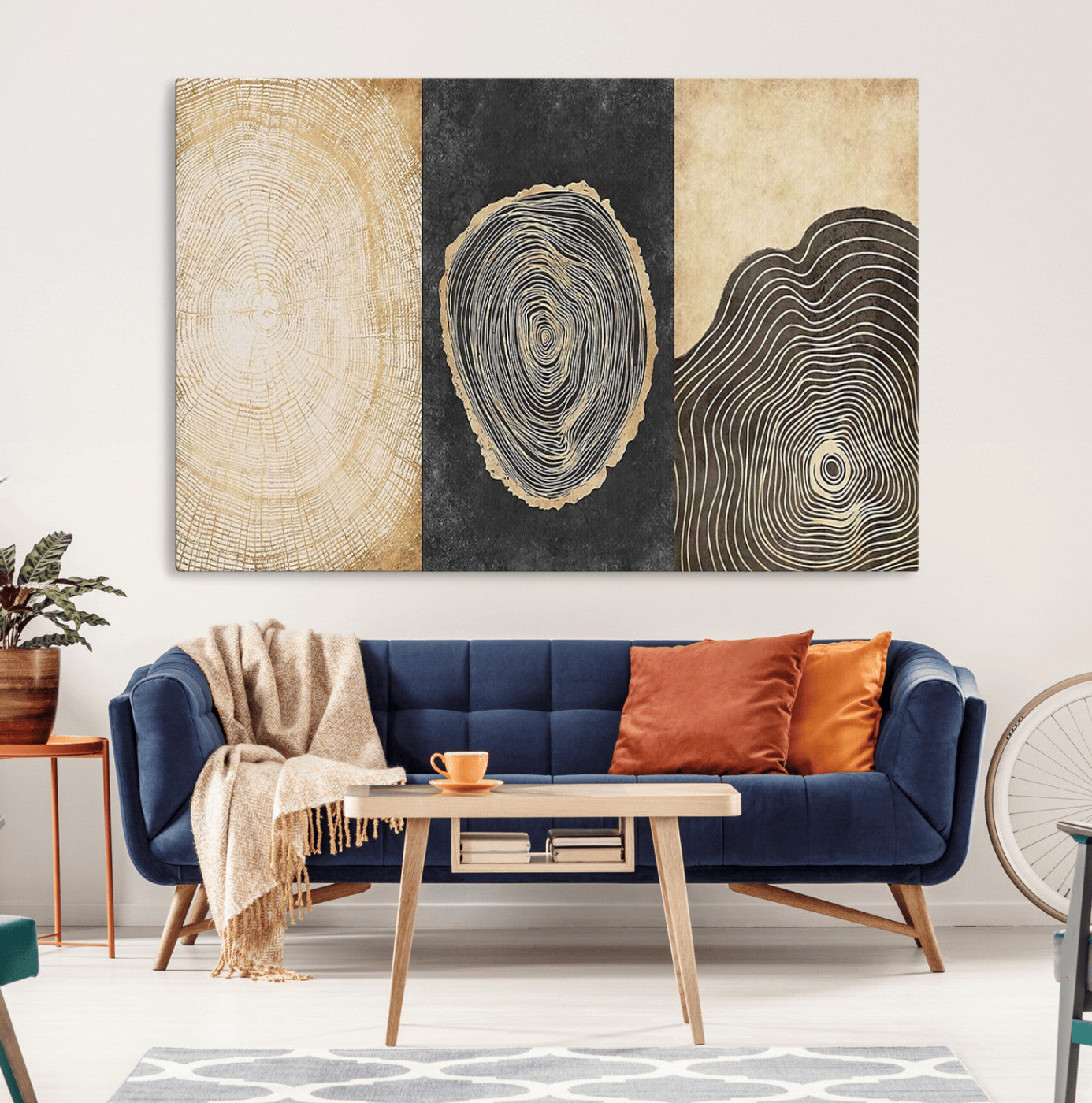 MGV-CV-36X24 - Tree Rings Canvas Wall Art Print – Minimalist Natural History in Modern Decor - Minimalist Boho Wall