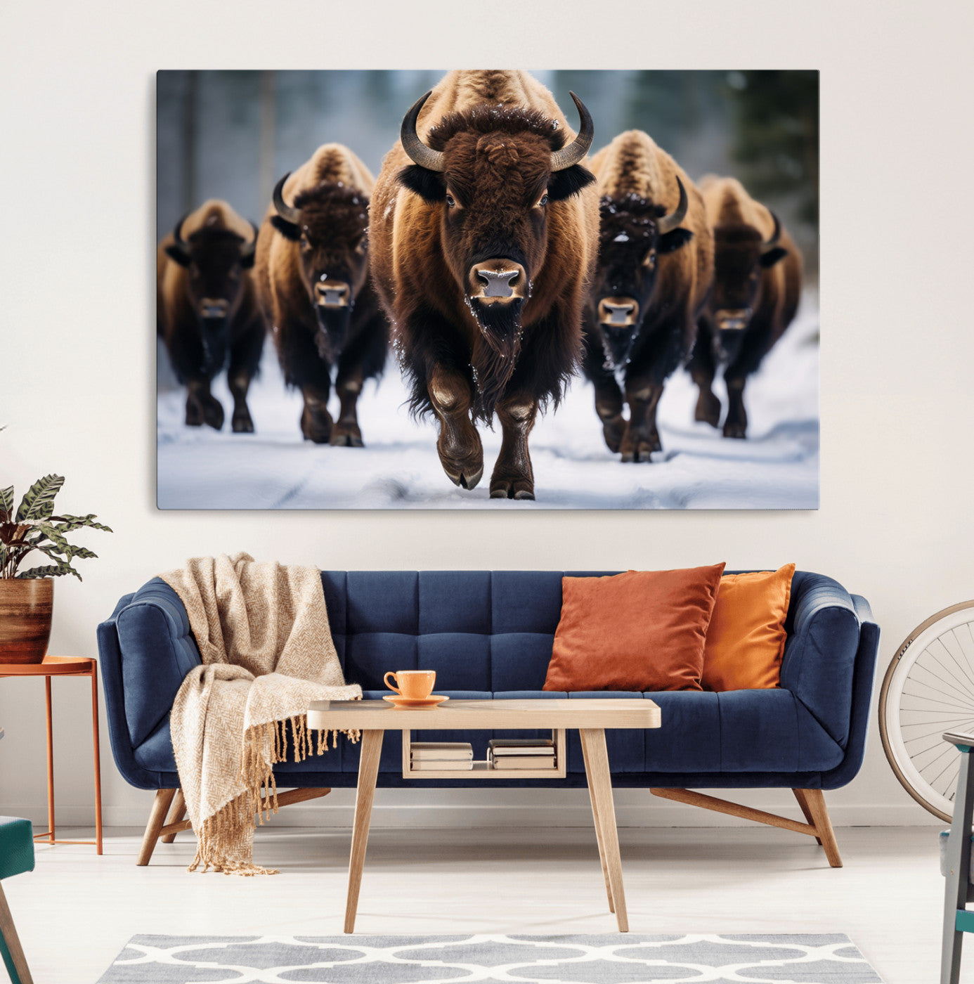 MGV-CV-36X24 - Buffalo Wall Art Canvas Print, American Bison Herd Wall Art Canvas Print - Bison Canvas Print