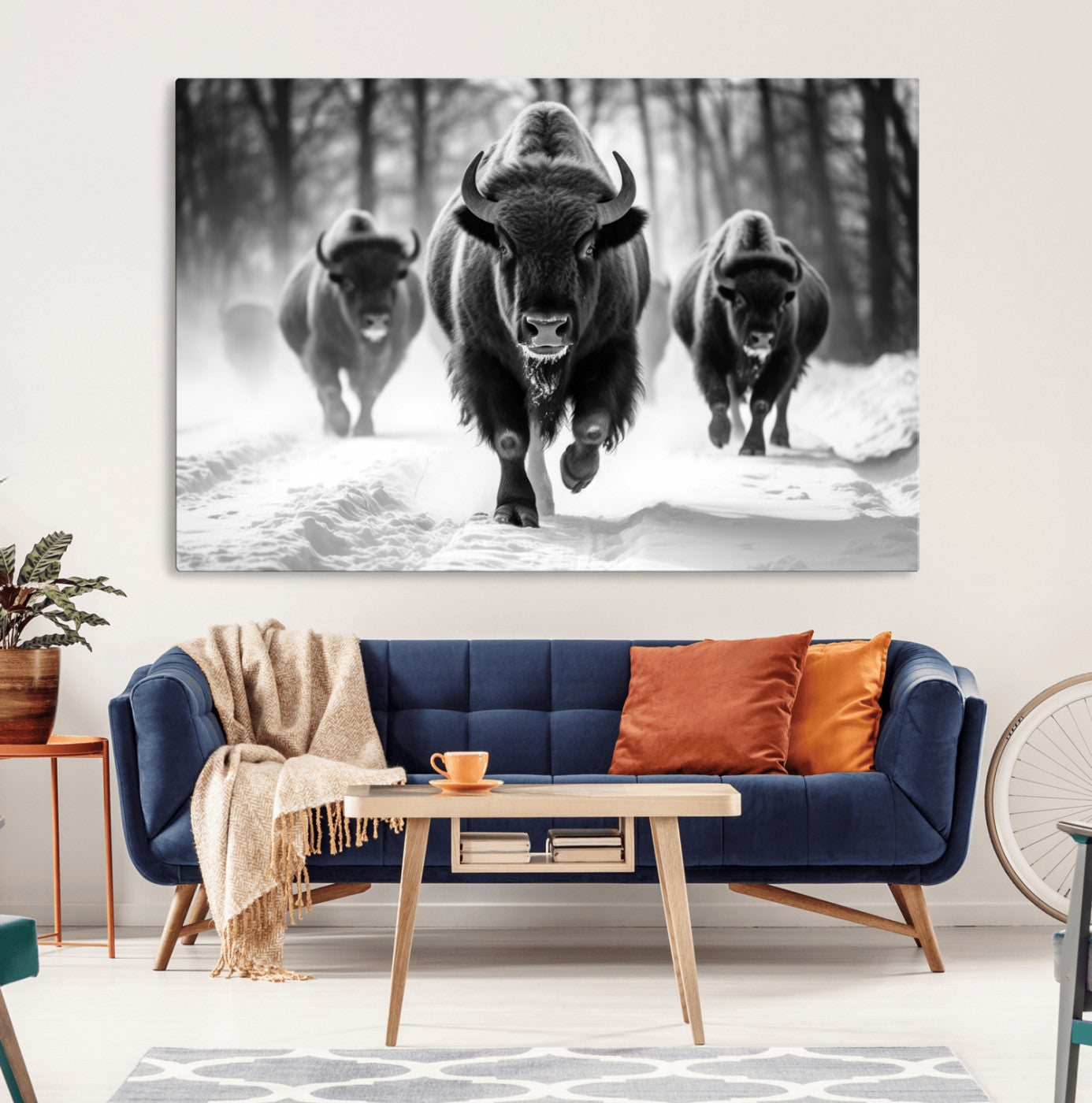 97552-MGV-CV-36X24-Buffalo Wall Art Canvas Print, Bison Family Wall Art Canvas Print