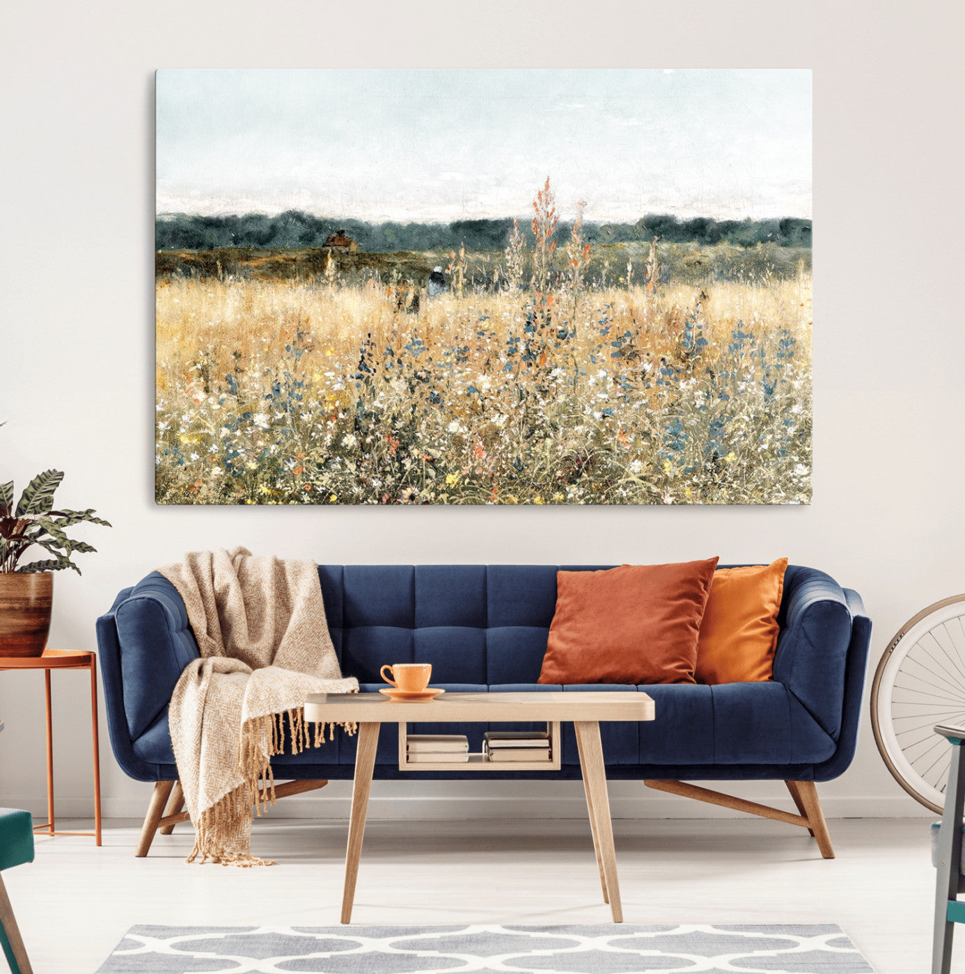 MGV-CV-36X24 - Wildflower Field Wall Art Canvas | Nature-Inspired Landscape Canvas Print for Living Room or Office | Rustic Floral Decor