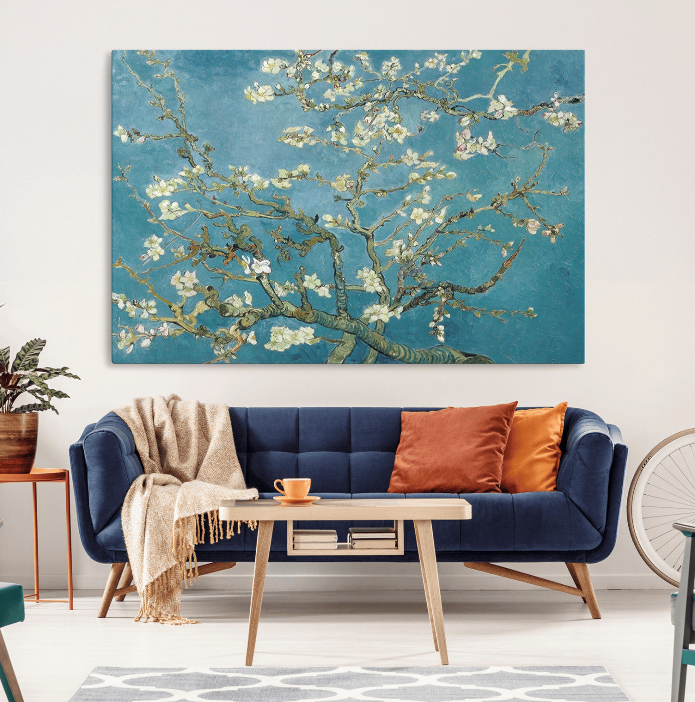65607-MGV-CV-36X24-Vincent Van Gogh's Almond Blossom Abstract Wall Art Canvas, Van Gogh Almond Blossom Canvas Print